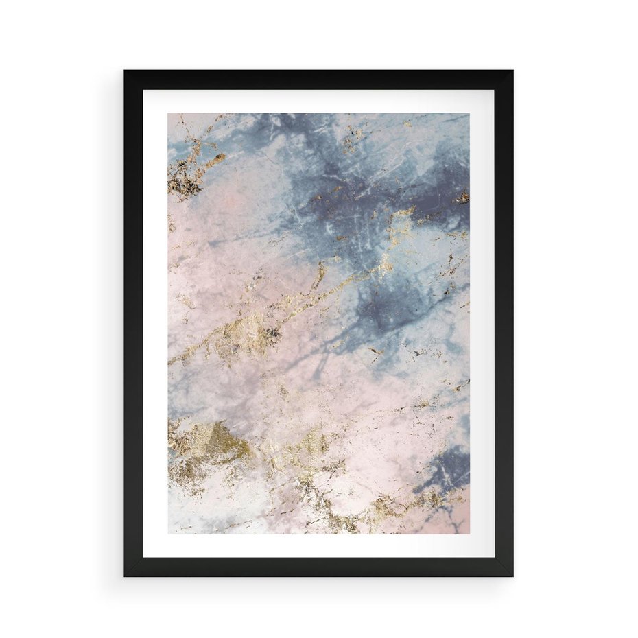 Plakat w ramie 50x70 - Luksusowa Dekoracja - marmur, złoto - rama czarna