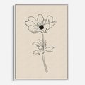 Obraz w ramie 80x120 - Przenikający Dialog - szkic kwiatu, mnimalistyczny szkic - rama biała