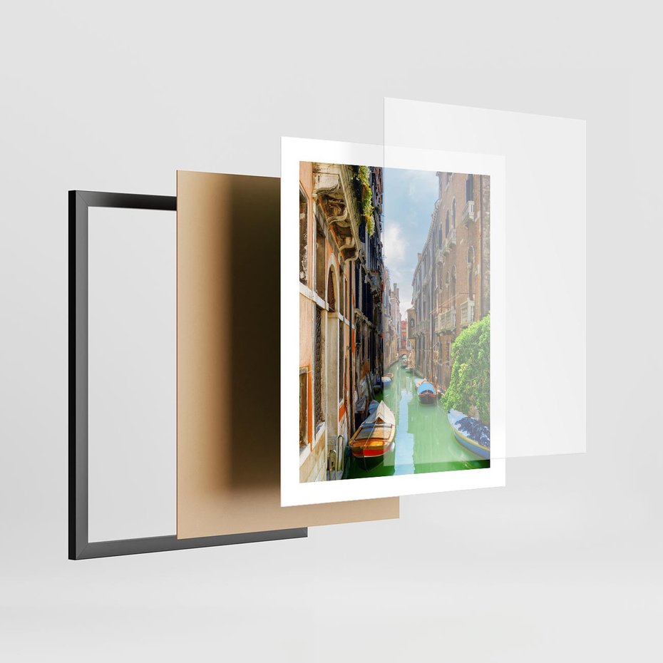 Plakat w ramie 40x50 - Wenecja: romantyczne miasto wodnych dróg - Wenecja, Włochy - rama czarna