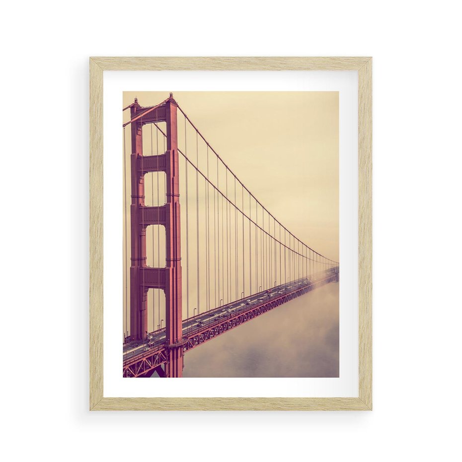 Plakat w ramie 40x50 - Most w mgle z perspektywą - most, perspektywa - rama drewno