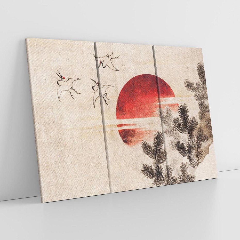 Obraz na płótnie 120x80 - "Birds and sunset" Katsushiki Hokusai - Reprodukcja - reprodukcja, obraz na płótnie