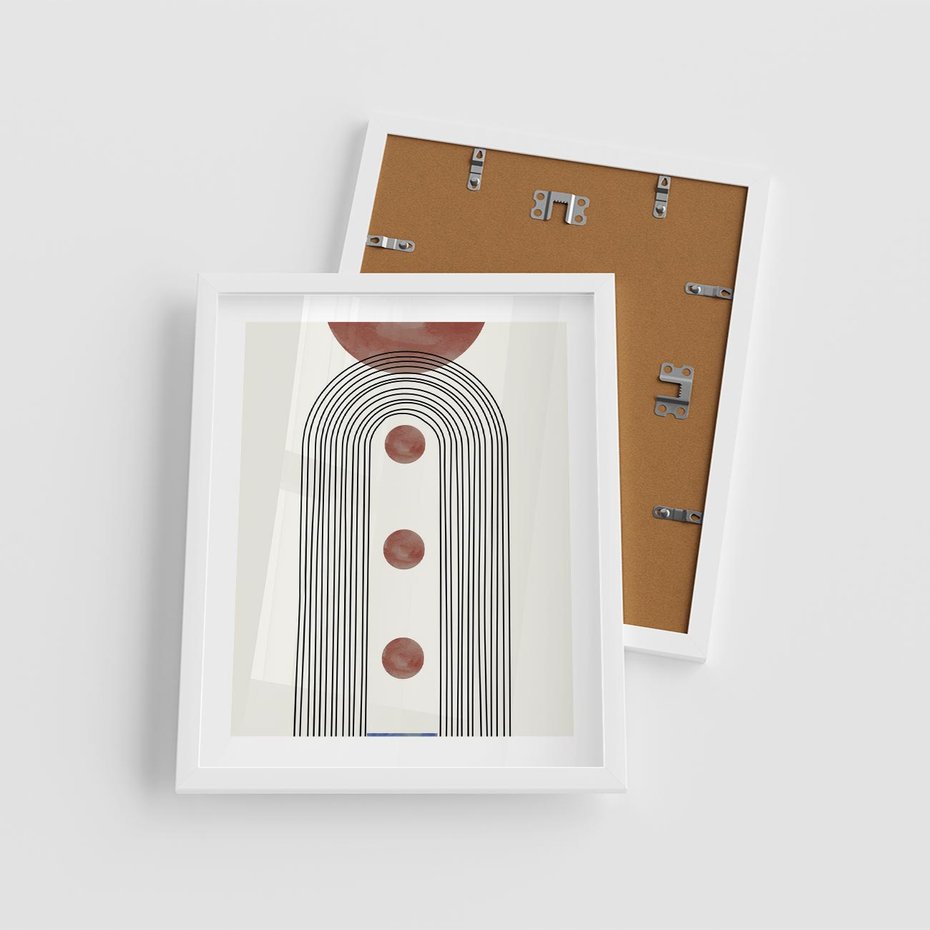 Plakat w ramie 40x50 - Symfonia Kształtów - nowoczesny plakat, styl midcentury - rama biała