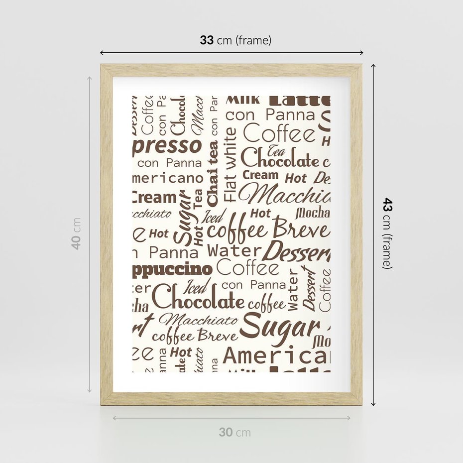 Plakat w ramie 30x40 - Kawa w Stylu Coffee - kawa, coffee - rama drewno