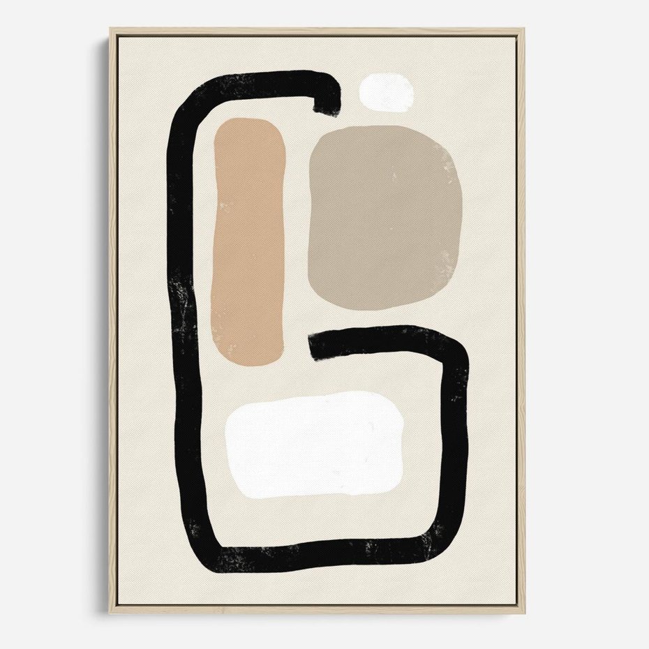 Obraz w ramie 50x70 - Kształtne Formy - geometryczne nieregularne kształty, nowoczesna kompozycja - rama drewno