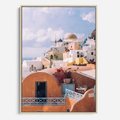 Obraz w ramie 50x70 - Błękit Morza i Białe Domki - Santorini, wyspa - rama drewno