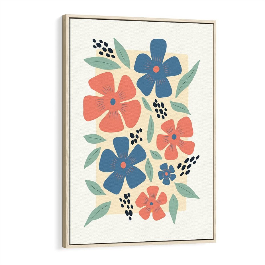 Obraz w ramie 80x120 - Kolorowe liście tęsknot - minimalistyczny plakat, grafika - rama drewno