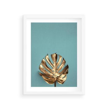 Plakat w ramie 40x50 - Piękno Natury - złote, liście - rama biała