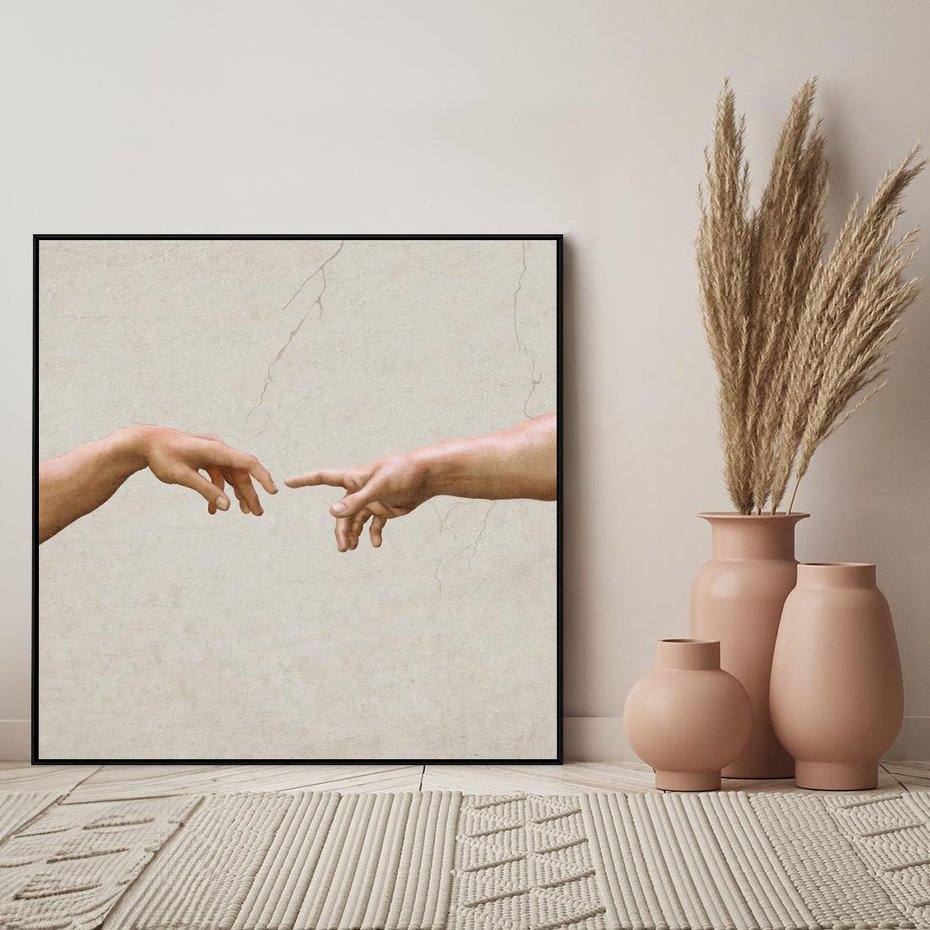 Obraz w ramie 50x50 - Antyczna Twórczość - inspiracja, Michał Anioł - rama czarna