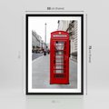 Plakat w ramie 50x70 - Londyńska budka w perspektywie - budka, Londyn - rama czarna