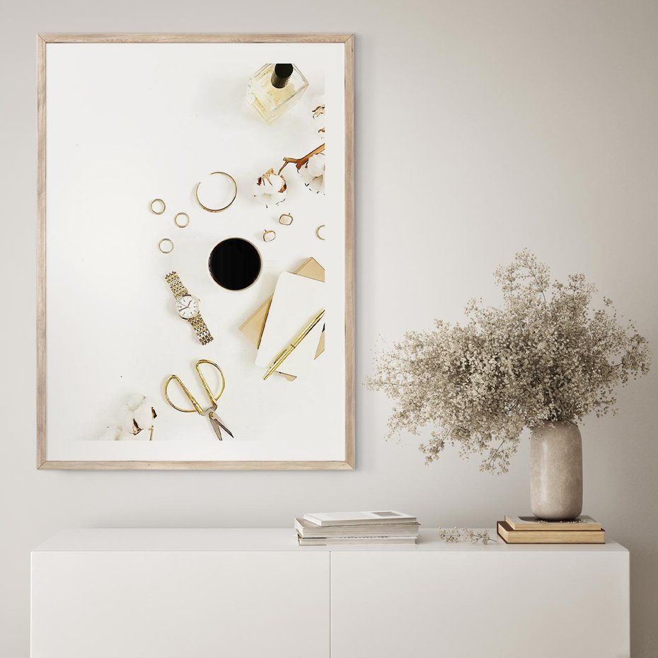 Plakat w ramie 50x70 - Luksusowy Lifestyle - kompozycja lifestyle, fotografia - rama drewno