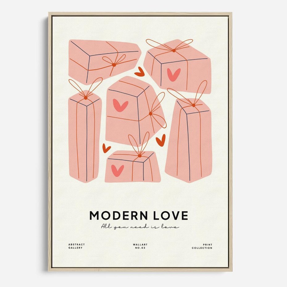 Obraz w ramie 70x100 - Nowoczesna Miłość - nowoczesna grafika, pastelowe kolory - rama drewno