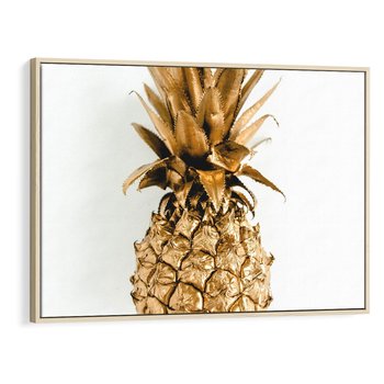 Obraz w ramie 120x80 - Ekskluzywny Akcent - złoty, ananas - rama drewno