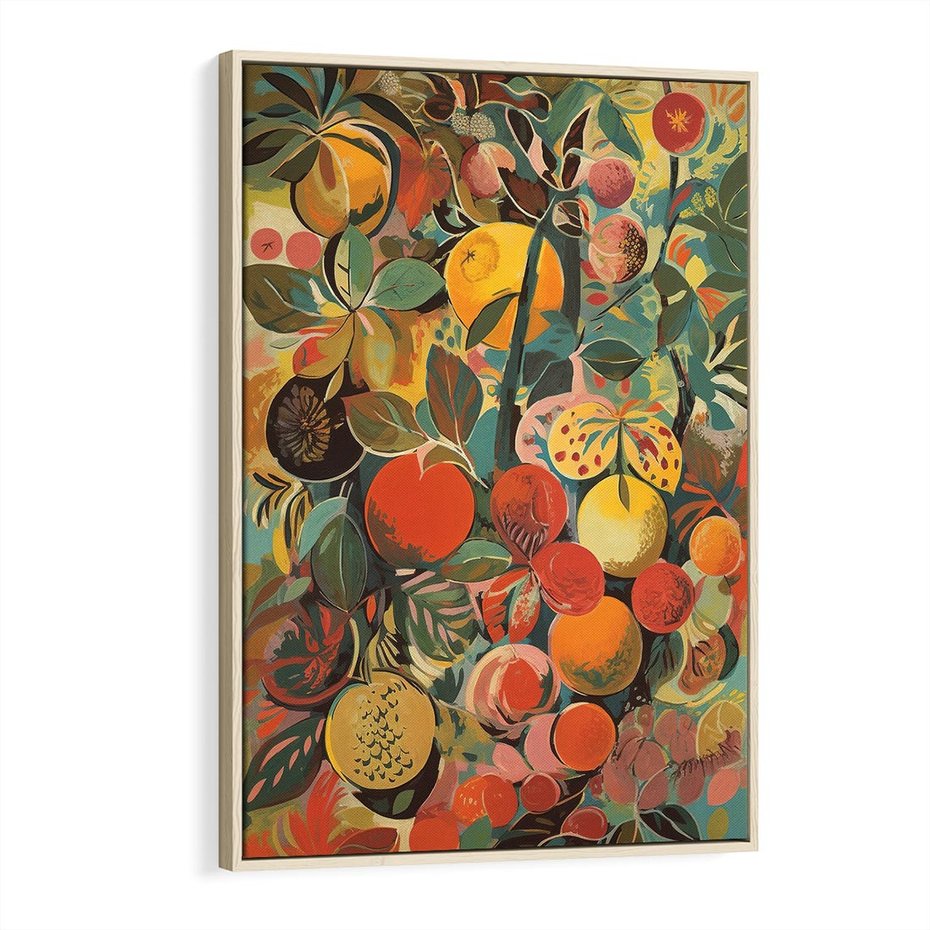 Obraz w ramie 80x120 - Księga Surrealnych Wyobrażeń - abstrakcyjny obraz owoców, jak picasso - rama drewno