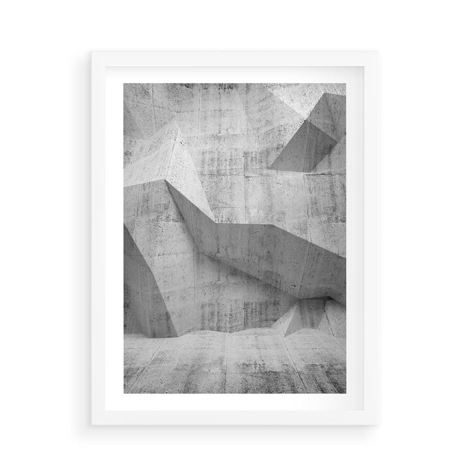 Plakat w ramie 50x70 - Geometryczna harmonia sztuki - geometria, sztuka - rama biała