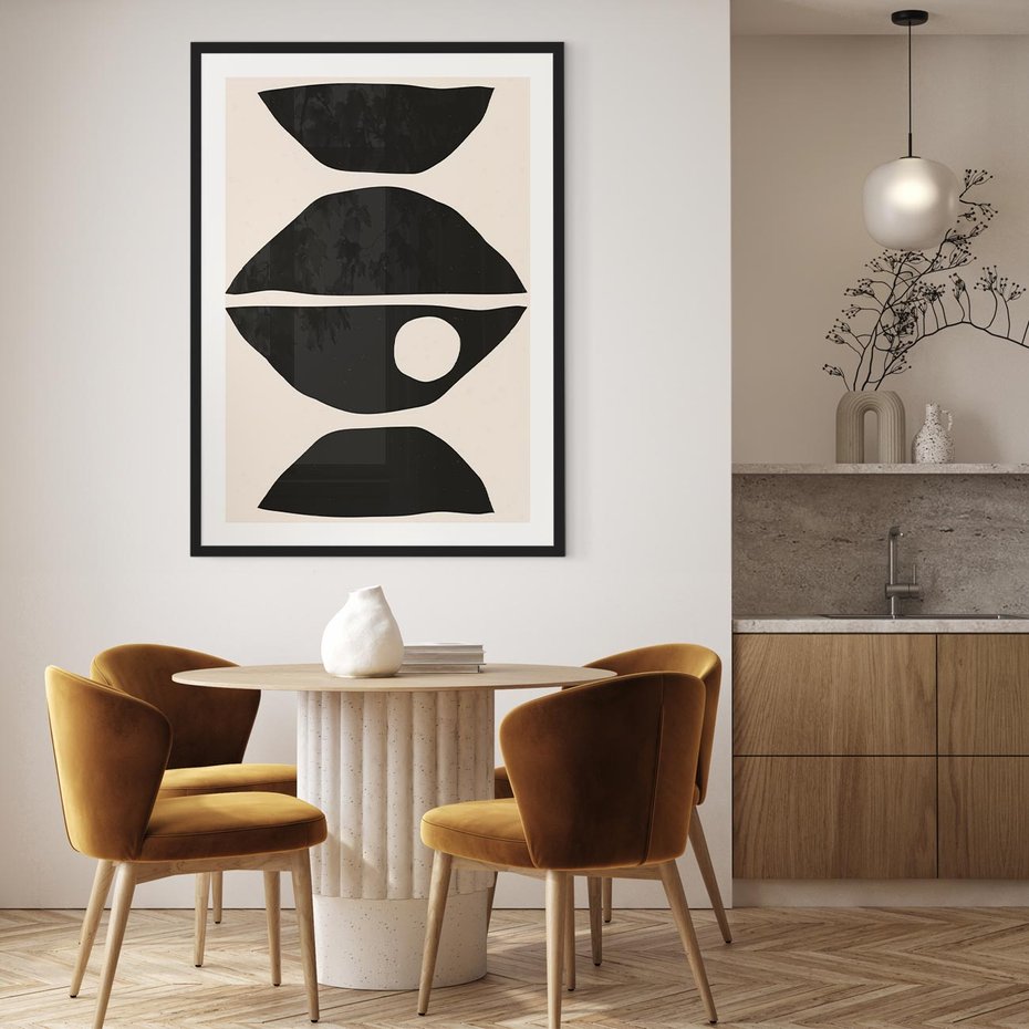 Plakat bez ramy 21x30 - Nowoczesna Sztuka na Beżowym Tle - nowoczesna sztuka, abstrakcja