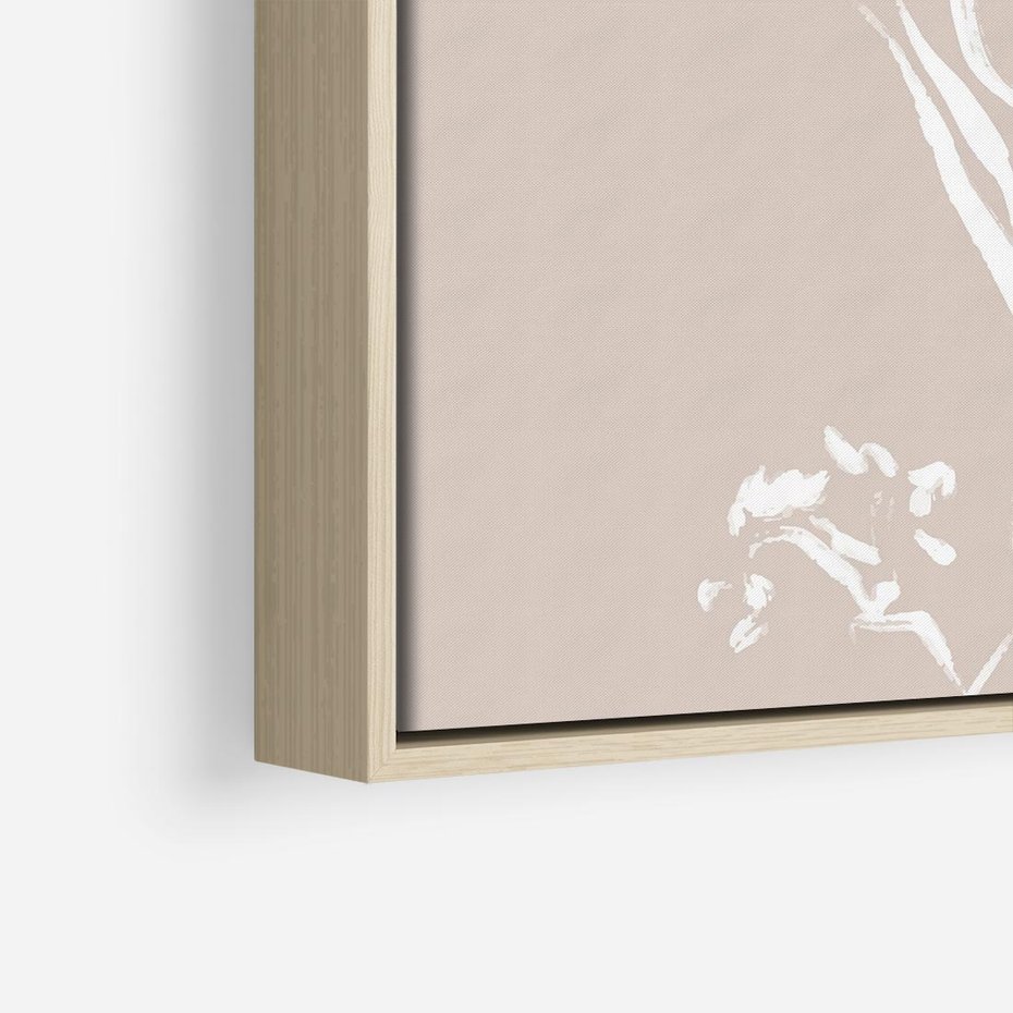 Obraz w ramie 50x50 - Harmonijne Mini Boho - minimalistyczny delikatny obraz, beżowe odcienie - rama drewno