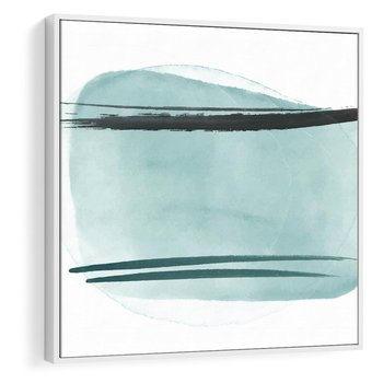Obraz w ramie 80x80 - Turkusowy Świat - minimlizm, abstrakcja - rama biała