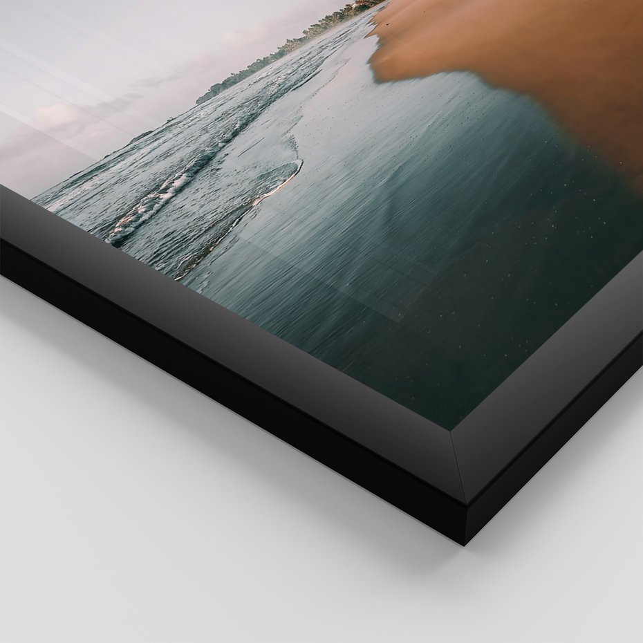 Zestaw obrazy w ramie 50x70 galeria - Zachód, słońca, plaża, morze, palmy - rama czarna