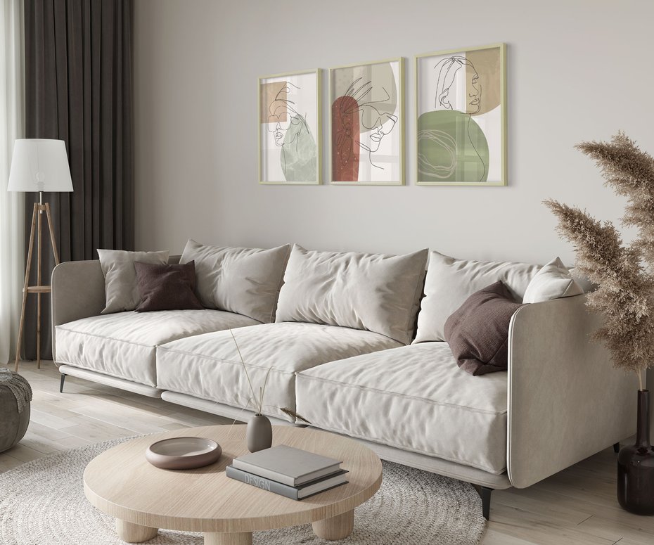 Zestaw obrazy w ramie 40x50 galeria - Twarze, kobiet, nowoczesne, boho - rama drewno