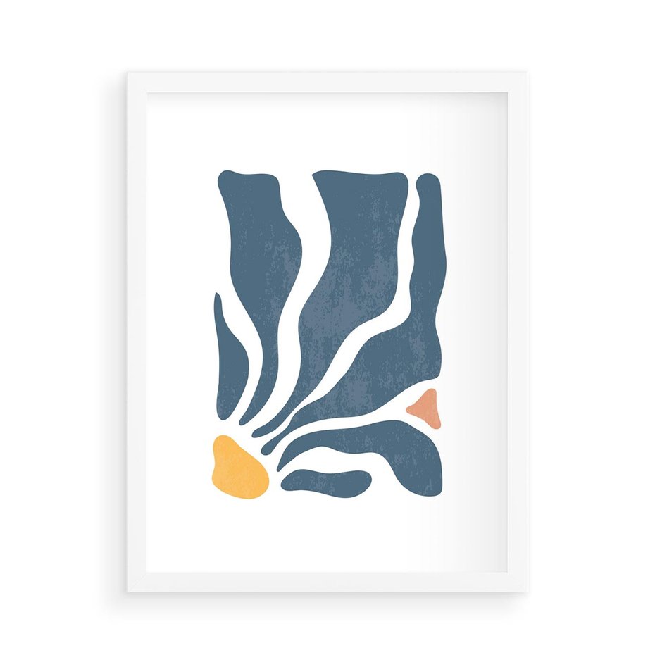 Plakat w ramie 50x70 - Szkice Kwiatowych Promieni - nowoczesna kwiatowa grafika, styl retro - rama biała