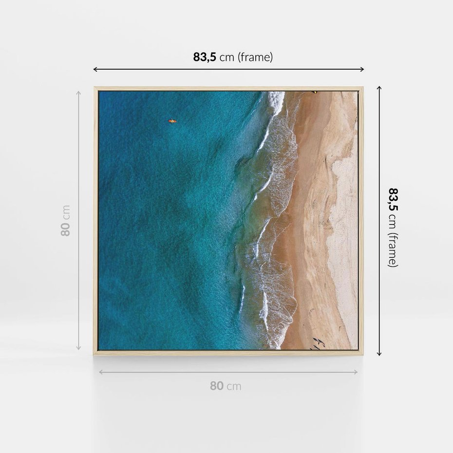 Obraz w ramie 80x80 - Spokój nad morzem - morze, plaża - rama drewno