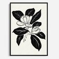Obraz w ramie 70x100 - Spojrzenie w kształty kwiatów - kwiaty magnolii, minimalizm - rama czarna