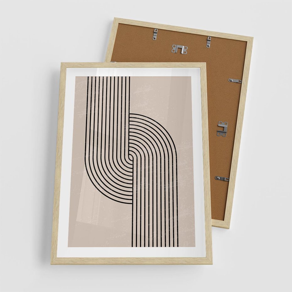 Plakat w ramie 50x70 - Puls Abstrakcji - abstrakcyjne linie, geometria - rama drewno