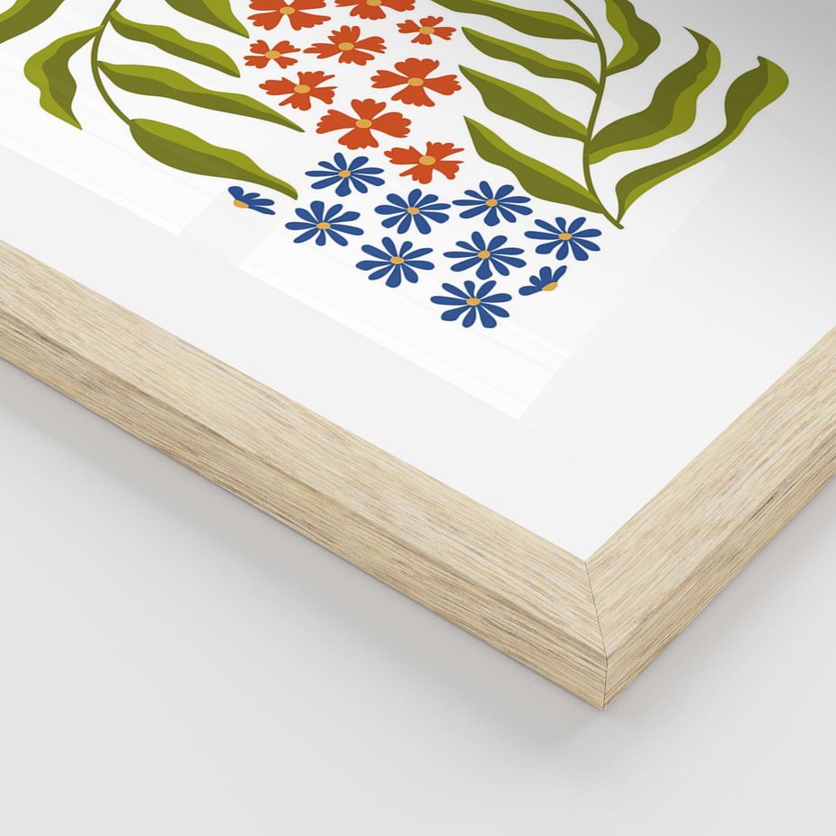 Plakat w ramie 30x40 - Splątane Granice - kwiaty, sztuka nowoczesna - rama drewno