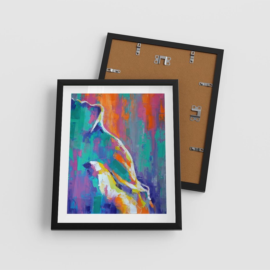 Plakat w ramie 40x50 - Olejne Wibrujące Emocje - abstrakcyjny obraz, różne kolorowe maźnięcia pędzla - rama czarna