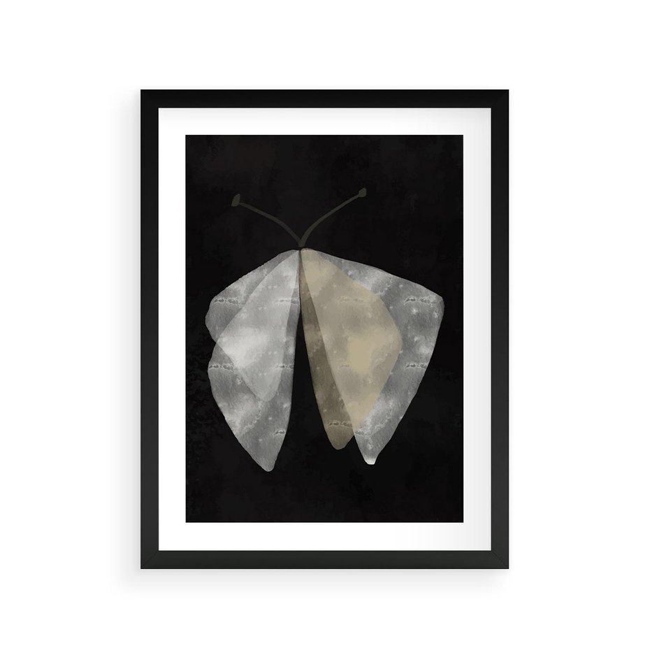 Plakat w ramie 30x40 - Obce Powidoki - abstrakcyjna ćma, mroczna atmosfera - rama czarna