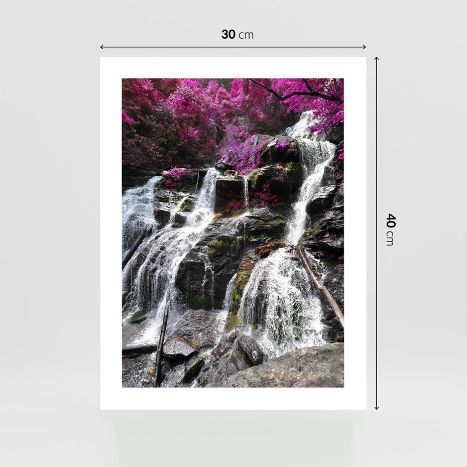 Plakat bez ramy 30x40 - Wodospad wśród majestatycznych gór - wodospad, góry