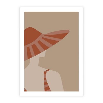 Plakat bez ramy 21x30 - Kobiecy Portret - plakat retro, kobieta w kapeluszu