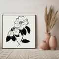 Obraz w ramie 50x50 - Poezja kwiecistej kreski - kwiaty, minimalistyczne - rama czarna