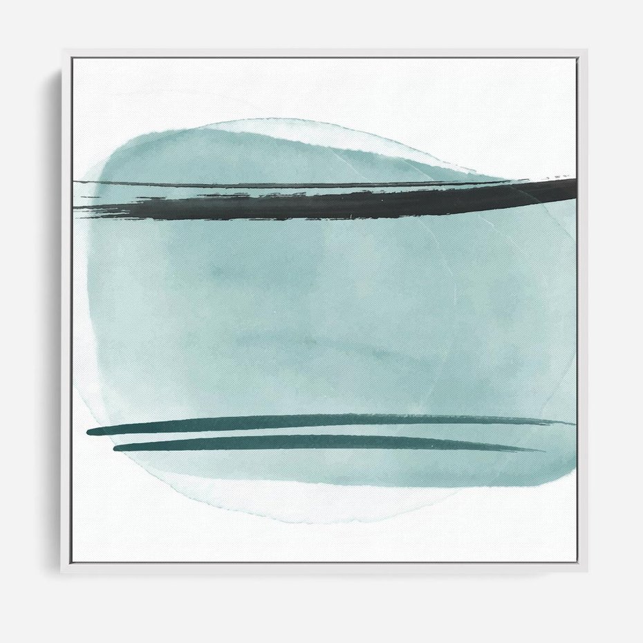 Obraz w ramie 80x80 - Turkusowy Świat - minimlizm, abstrakcja - rama biała