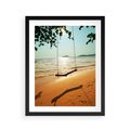 Plakat w ramie 40x50 - Tropikalna plaża i huśtawka - plaża, tropiki - rama czarna