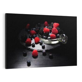 Obraz na płótnie 70x50 - Soczyste Owocowe Zestawienie Malin i Borówek - owoce, maliny