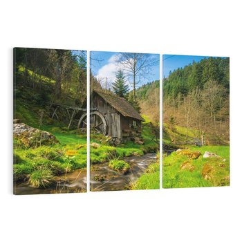 Obraz na płótnie 120x80 - Urok górskiego domku nad strumykiem - domek, góry