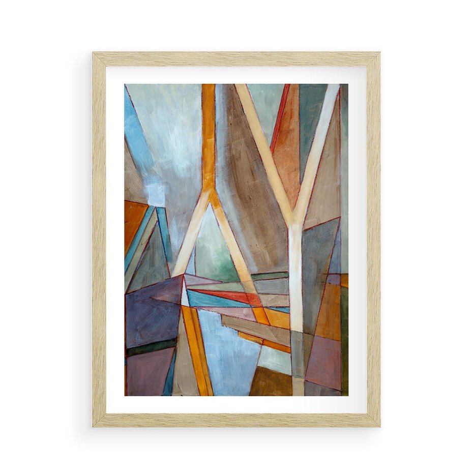Plakat w ramie 50x70 - Geometria abstrakcji - abstrakcja, geometria - rama drewno