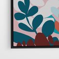 Obraz w ramie 50x50 - Impresje Kształtów - abstrakcyjna kompozycja kwiatowych form, kolor zgaszone - rama czarna