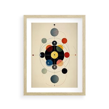Plakat w ramie 40x50 - Bezgraniczny Taniec Światła - abstrakcyjna geometryczna kompozycja, koła linie - rama drewno