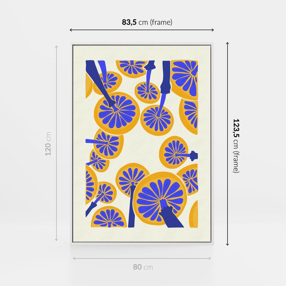 Obraz w ramie 80x120 - Malowane w słońcu - abstrakcyjna kompozycja, grzyby - rama biała