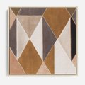 Obraz w ramie 50x50 - Odblaski niespełnionych marzeń - kompozycja z trójkątów, mix kolorów ziemi - rama drewno