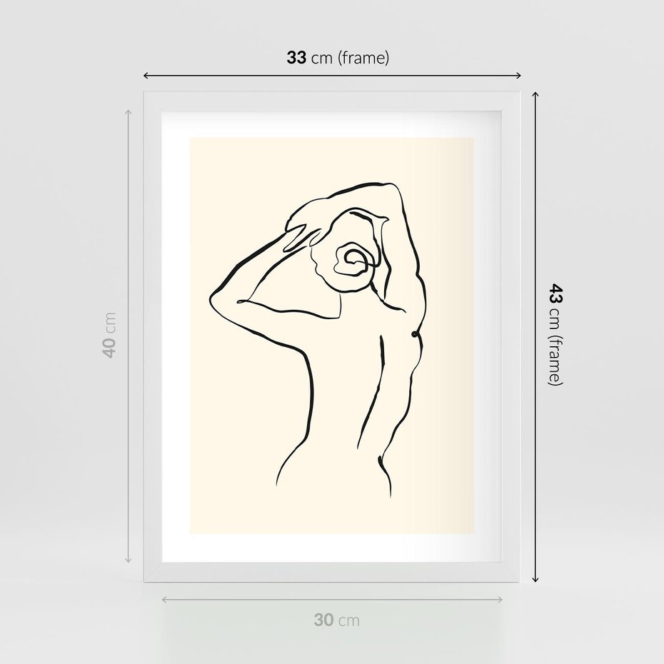 Plakat w ramie 30x40 - Tajemniczy Rytm - kobieta, posąg - rama biała