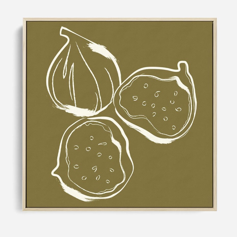 Obraz w ramie 50x50 - Podróżne Barwy - figi, minimalistyczny styl - rama drewno