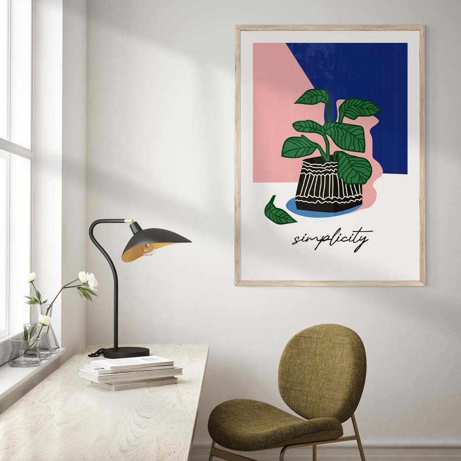 Plakat w ramie 40x50 - Tajemnicze Wibracje - tygrys, kwiaty - rama drewno