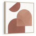 Obraz w ramie 80x80 - Harmonijne Widoki - abstrakcyjne geometryczne kształty, odcienie brązu i beżu - rama drewno