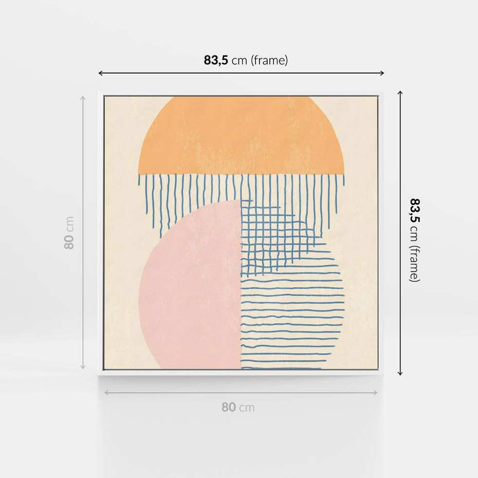 Obraz w ramie 80x80 - Migotliwe Wzory - geometryczne kształty, koła - rama biała