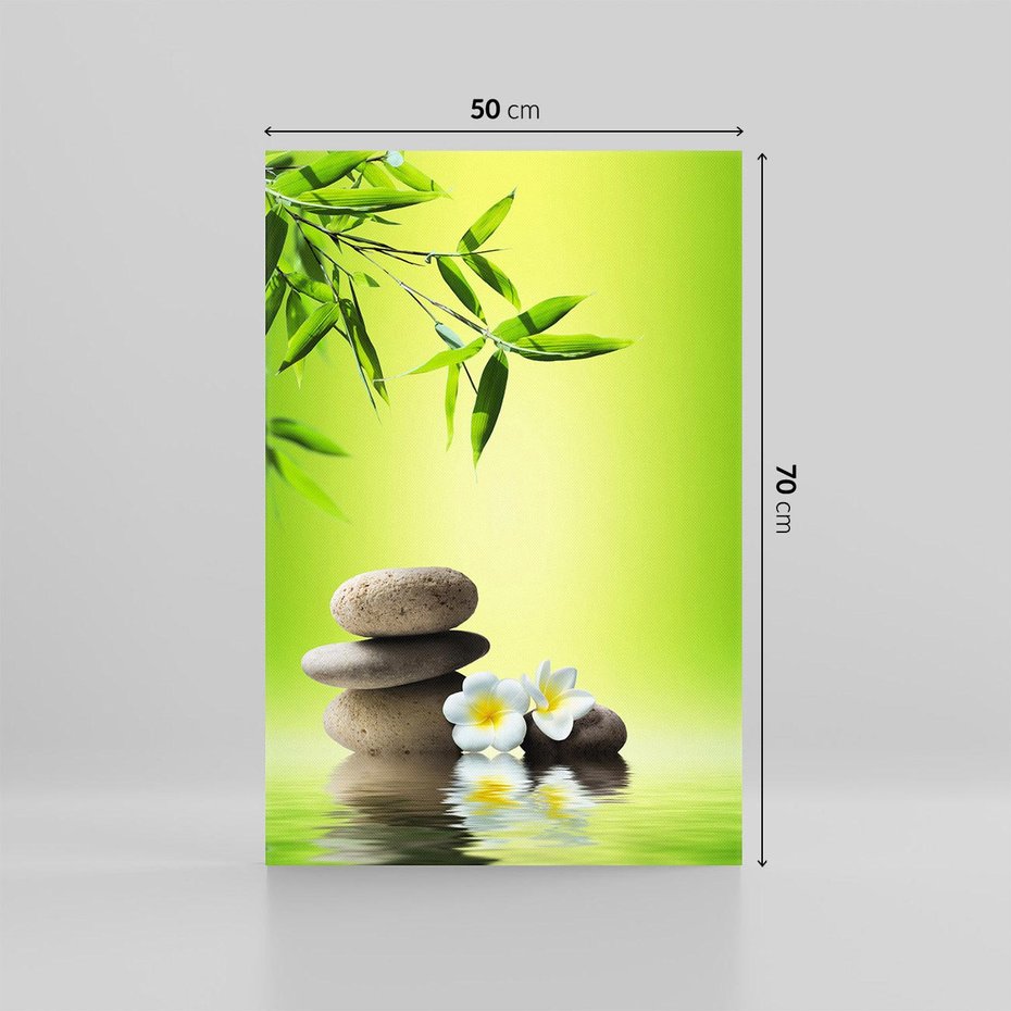 Obraz na płótnie 50x70 - Relaksacyjne SPA: Kamienie i bambus - SPA, kamienie