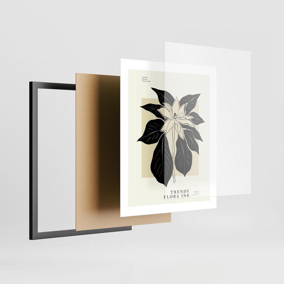 Plakat w ramie 40x50 - Melancholia przerywanych linii - wiaty, typografia - rama czarna