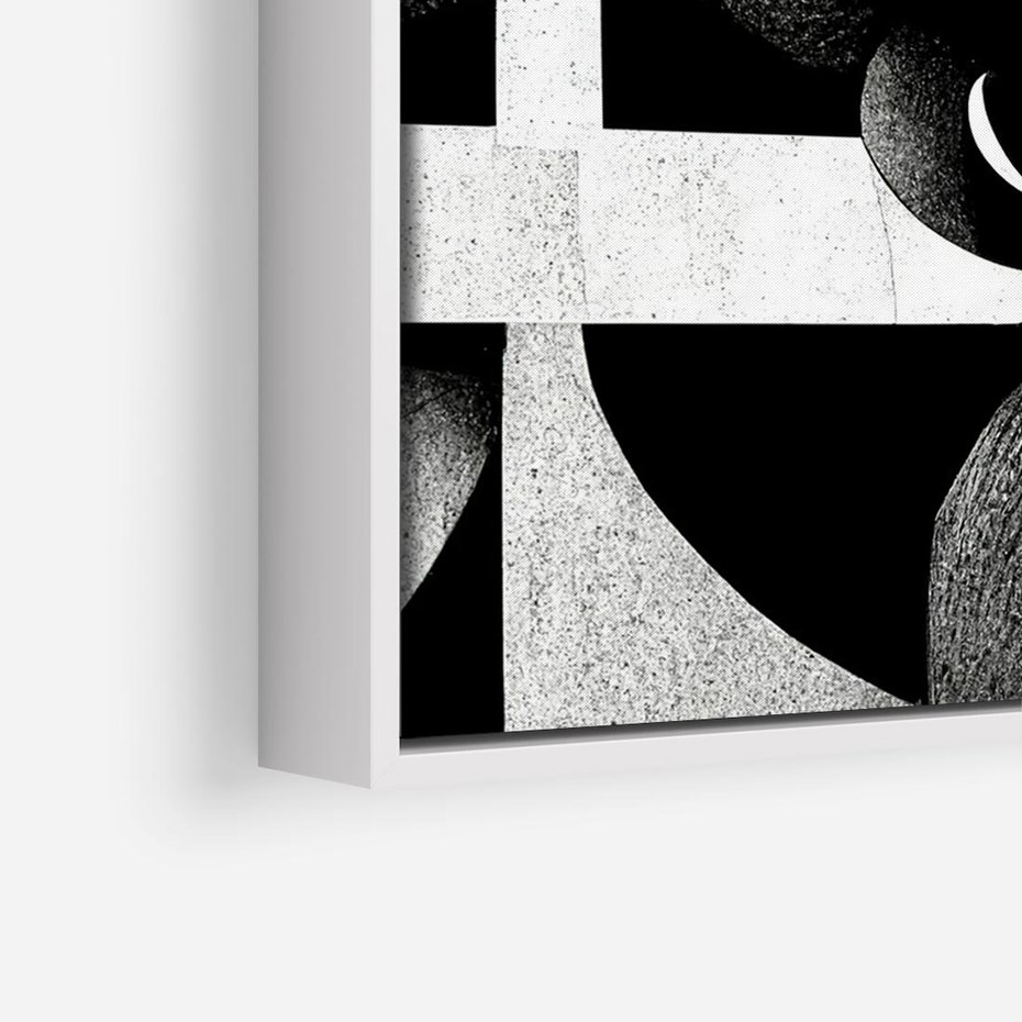 Obraz w ramie 120x80 - Harmonia świateł i cieni - abstrakcja czarno biała, geometria - rama biała